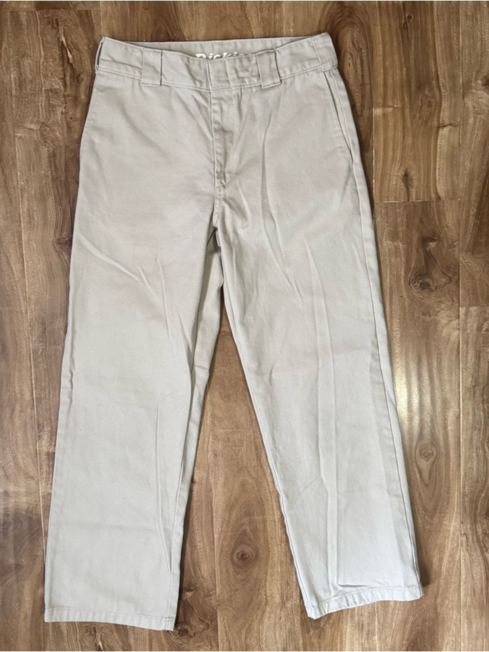 Dickies Worker Crop Roll Hem Beige Women's Cropped Cotton Blend Twill Pants